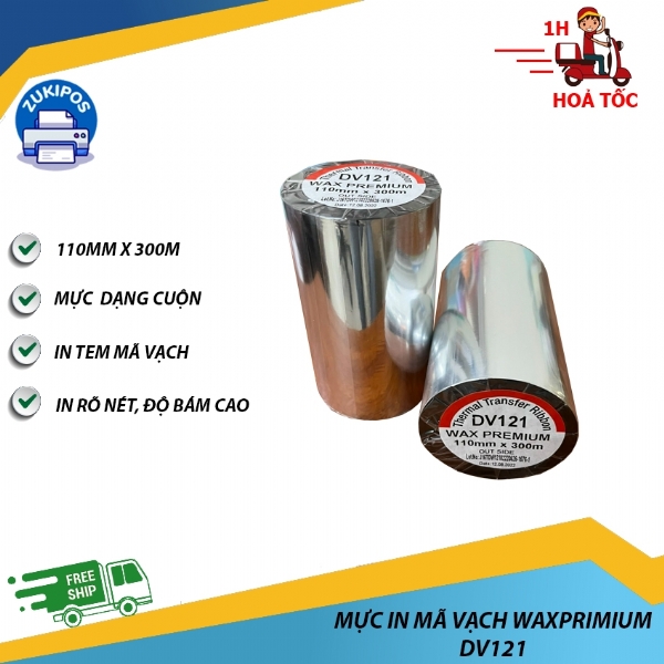 Mực in mã vạch Wax Premium DV121 110mm x 300m